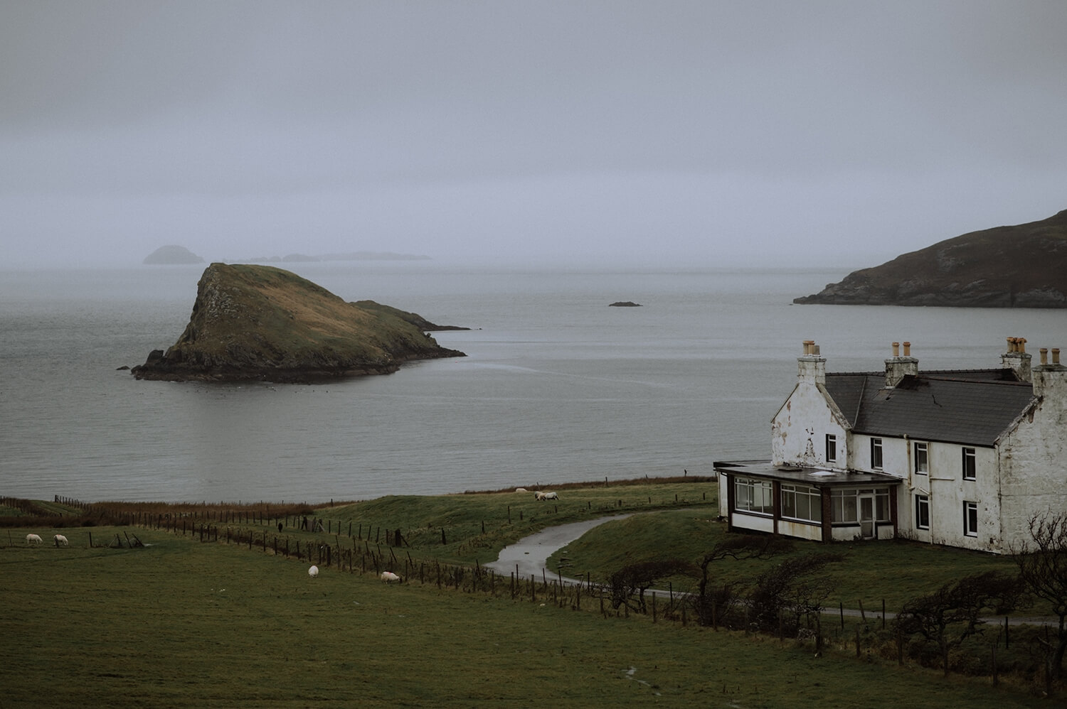 Photograph of some islands near the coast on the Isle of Skye.