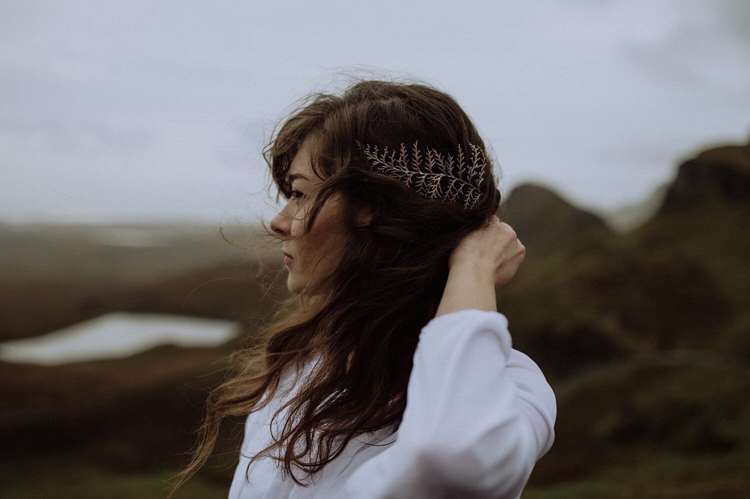 Portrait of a bride in the Scottish Highlands.