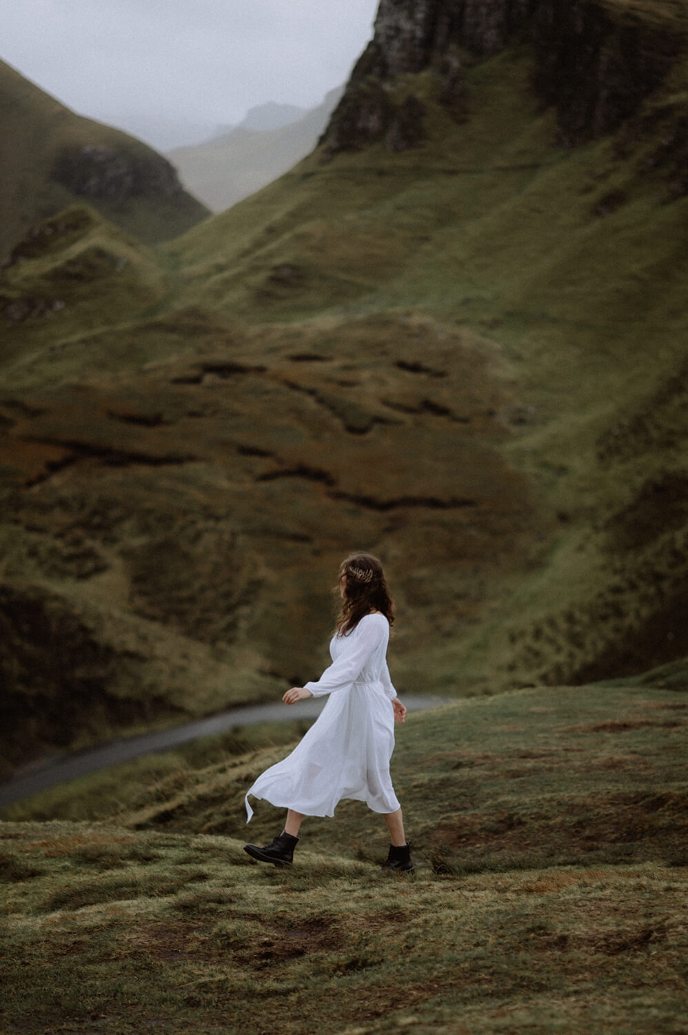 Walking through the Quiraing on the day of the elopement.